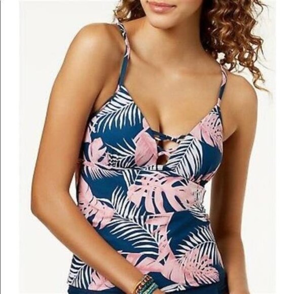 NWT Hula Honey S Paradise Leaves Palm Print Tankini Swim Top #87936 - Picture 1 of 3